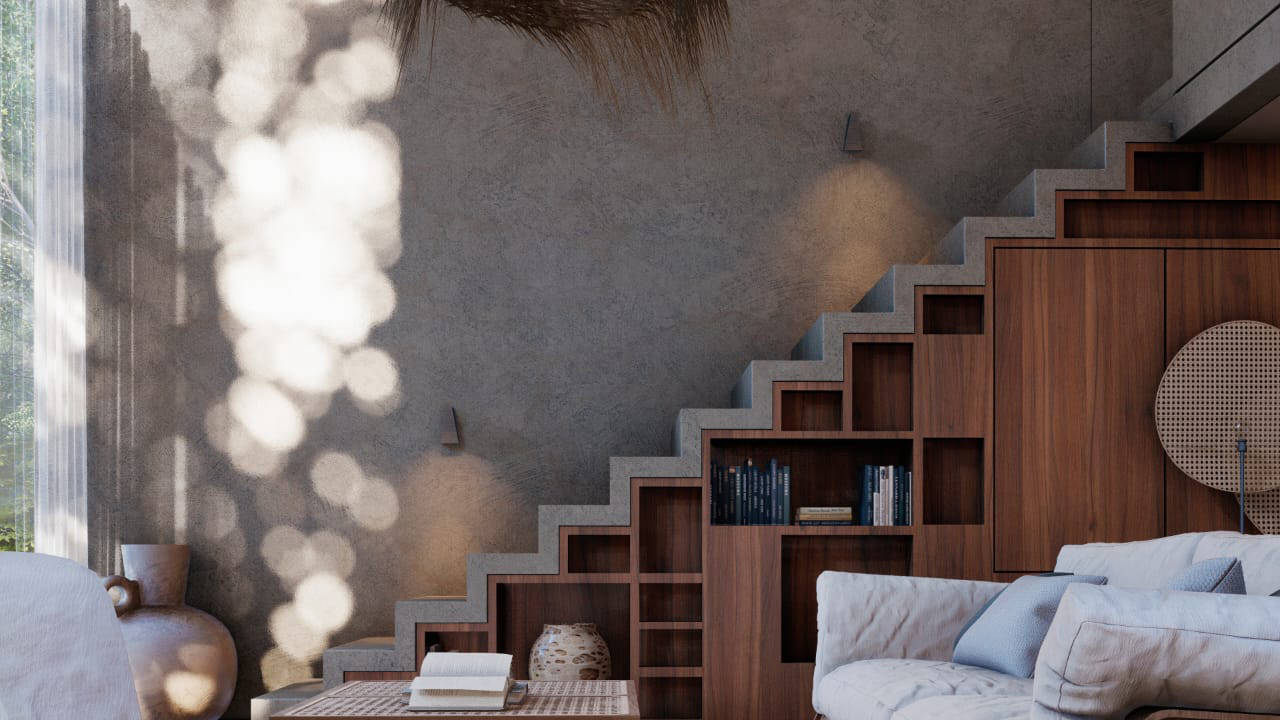 Soul Tulum staircase library detail